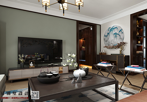 青島新中式效果圖_黃島悅湖蘭庭大宅裝修設(shè)計風(fēng)格/報價